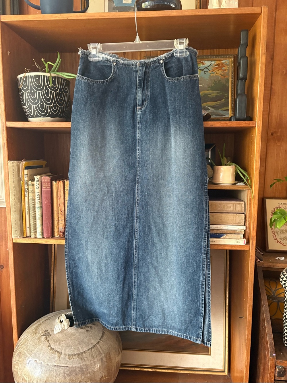 Y2K Low rise Raw Edge Jean Skirt 6